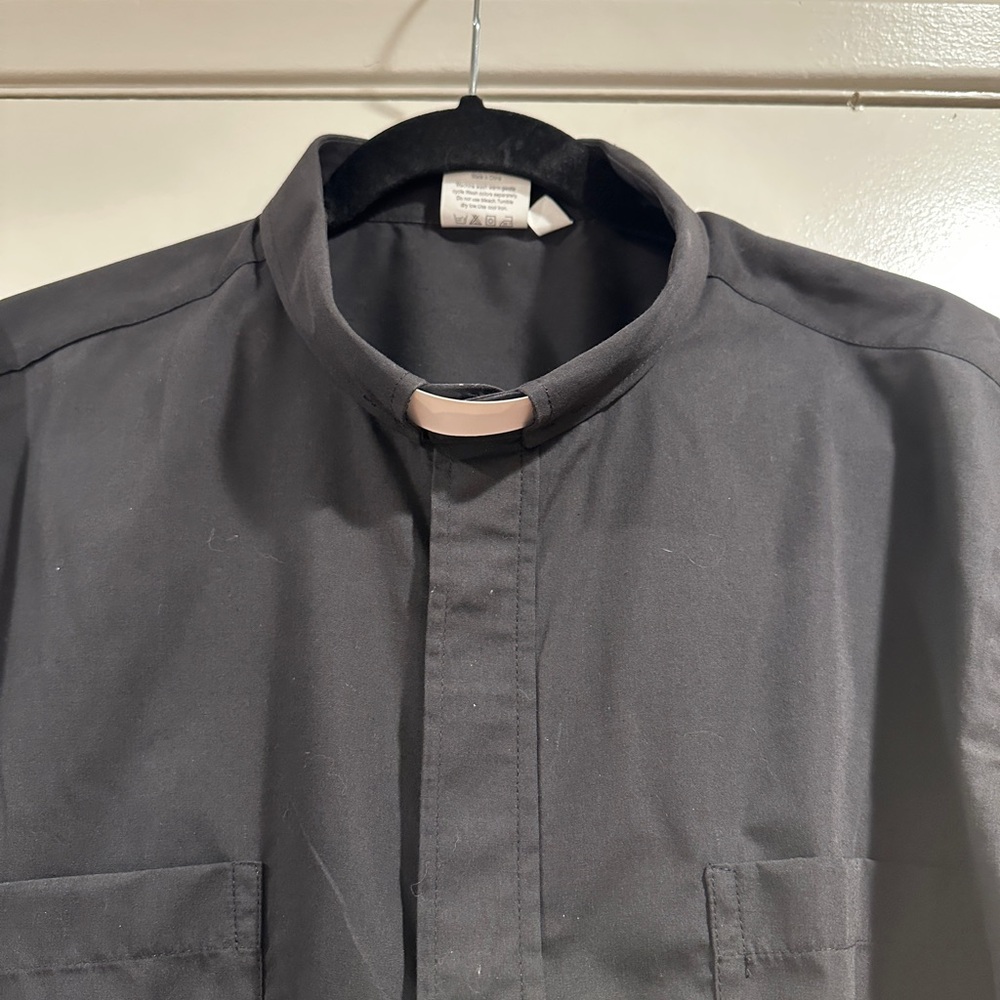 Black Clergy Shirt with White Collar (authentic) Men's XX-Large.